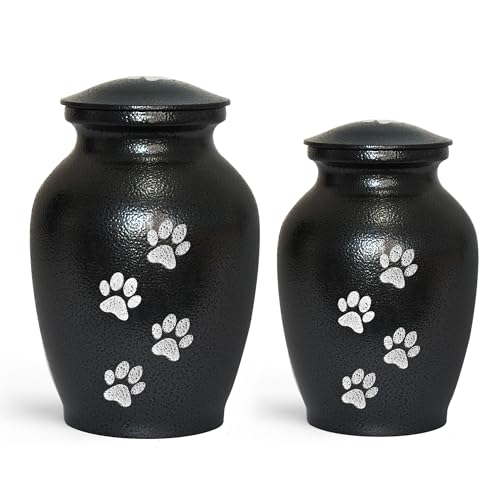 MAKEY'S Memorial Pet Cremation Urns for Dogs and Cats Ashes,Dog Urns for Ashes Medium-Black M(46-85lbs) Textured Black