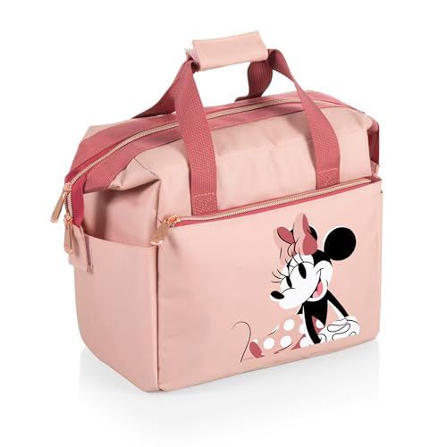 PICNIC TIME Disney Minnie Mouse On The Go Insulated Lunch Bag, Soft Cooler Lunch Box, Leak Resistant Reusable Lunch Tote, Work Lunchbox, Thermal Cooler Bag with Dual Compartments (Pink)