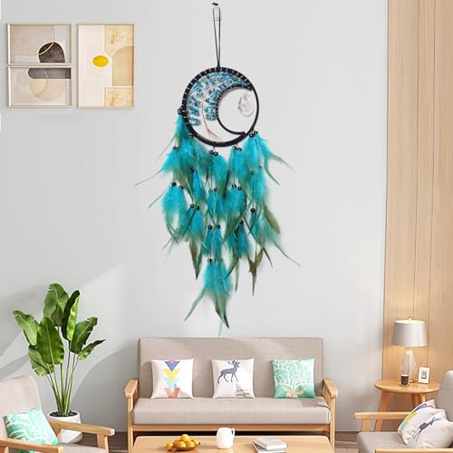 Blue Tree of Life Dream Catcher with Crystal Pendant