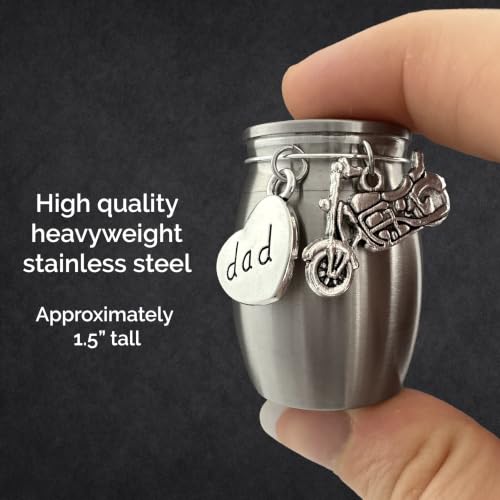 Dad Motorcycle Mini Urn Ashes Holder Biker Memorial Loss of Father
