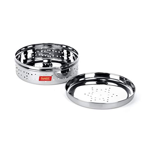 Sumeet Stainless Steel Hole Puri Dabbas/Flat Canisters/Sprout Maker with Air Ventilation Size No. 10-17cm Dia 17cm Dia