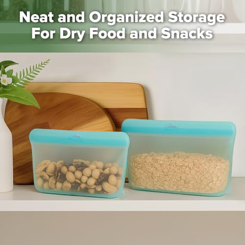 haakaa Reusable Silicone Food Storage Bags, 16/33/50.7 oz, 3 Pack 500ML+1000ML+1500ML