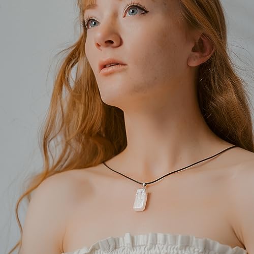 Ayana Crystals Handcrafted Selenite Pendant - Authentic Crystal Healing Stone, White Necklace for Emotional & Spiritual Wellness, Chakra Balancing, Zodiac Taurus Birthstone, Ethically Sourced
