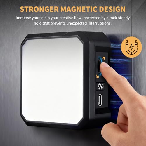 LM01 Bi-Color LED Video Light with Magnetic Back – Attaches to Iron Stands, High CRI, Adjustable Color Temp & Brightness – for Content Creation & Vlogging