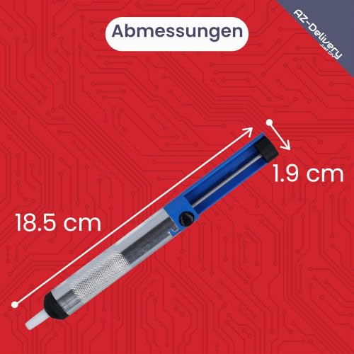AZDelivery Desoldering Pump Soldering Pump Soldering Pump - Solder Remover for Electronics & Circuit Boards - Manual Vacuum Desoldering Tool with Heat Resistant Nozzle - Soldering Accessories for Repairs & DIY