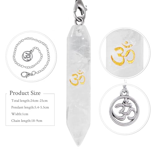 TUMBEELLUWA Clear Quartz Crystal Pendulum for Dowsing Divination White