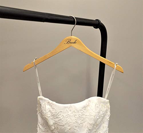 NAHANCO B20017 Bridal Hanger, Natural Wood Hanger with Black Imprint (Bride), 17” (1 piece) Natural W/Black Print