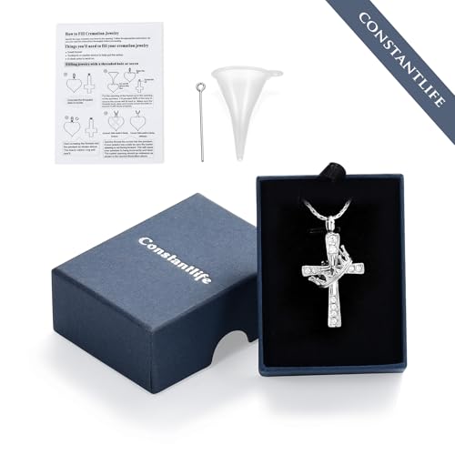 Crown Cross Cremation Necklace Ashes Jewelry Memorial Urn Pendant Silver