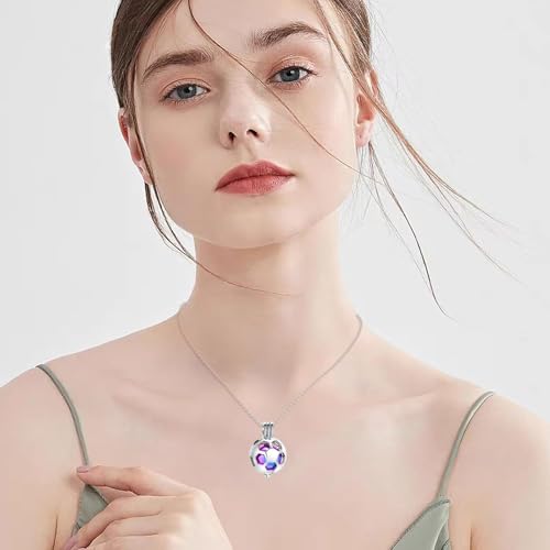 Hearbeingt Hollow Soccer Urn Necklaces for Ashes Football Cremation Jewelry Colorful