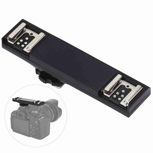 Hot Shoe Splitter Dual Flash Bracket Mount for SLR Camera, I-TTL Compatible Extension Bar for Camcorder Video Light Rig Accessories