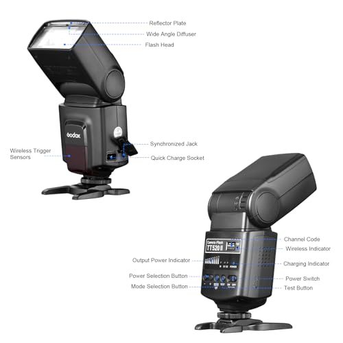 GODOX TT520 II Universal On-Camera Flash Speedlite with AT-16 Wireless Trigger Transmitter GN33 S1/S2 Modes Compatible for Canon Nikon Pentax Olympus Fujifilm Panasonic DSLR Cameras with Hot Shoe