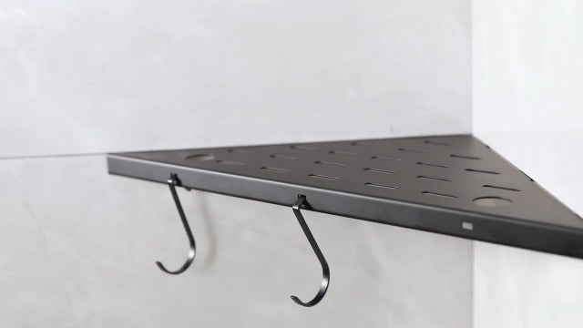 Corner Shower Shelves 10" Matte Black 304 Stainless Steel Recessed Shelf for Bathroom，Shower Corner Rack with Razor Hole Hook，Grout in Shelf for Tiled Wall, 2 Pack (Black)