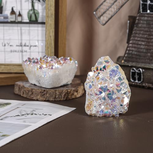 Sportmusies Titanium Coated Rock Crystal Cluster Specimen, Angel Aura