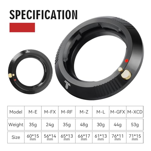TTARTISAN M-Mount Adapter to Nikon Z-Mount Lens Adapter Converter Ring Compatible with Nikon Z-Mount Camera Z5 Z6 Z7 Z6II Z7II ZFC Z30 Z50 Z9 M-Z Adapter