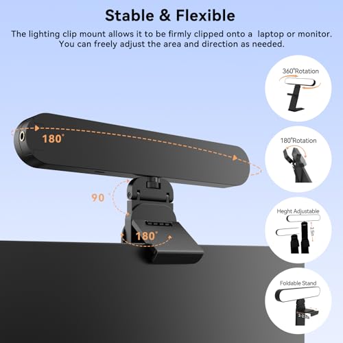 Takerers Video Conference Lighting, Webcam Light with Remote & Touch Control, 3 Color Temperature, 10 Level Brightness, Zoom Light for Computer, Video Calls, Live Streaming, Podcast, Studio (2-Pack) 2-Pack