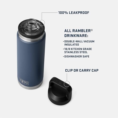 YETI Rambler 26 oz Bottle, Leakproof, Vacuum Insulated, Stainless Steel with Chug Cap, Cape Taupe