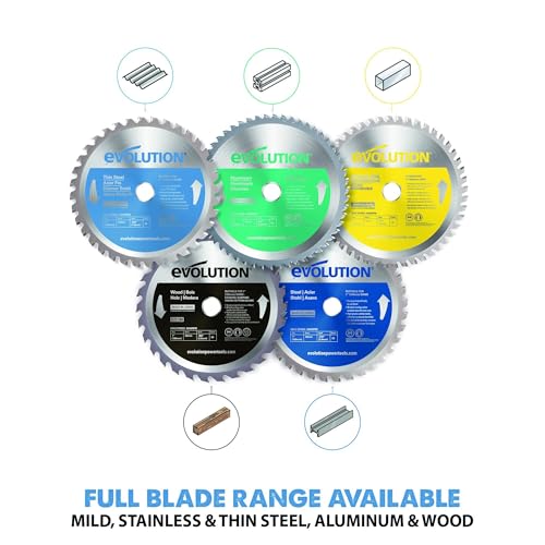 Evolution Power Tools T180TCT-68CS Circular Saw Blade - Carbide Tipped Metal Blade for Thin Steel, 180 mm Blue, Silver