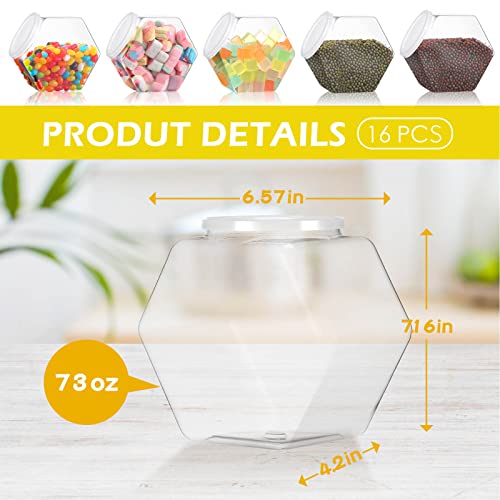 Yahenda 8 Pcs Hexagon Plastic Jars Cookie Jars with Airtight Lids Clear Candy Jar Wide Round Mouth Snacks Dog Food Candy Containers Reusable Coffee Display for Gifts and Storage(73 oz) 73 oz