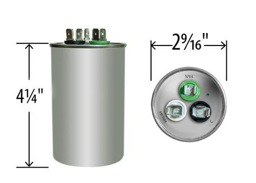 American Standard Replacement - 45 + 10 uf/Mfd 370/440 VAC AmRad Round Dual Universal CapacitorReplacement Made in The U.S.A.
