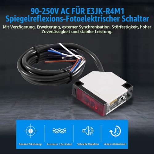 Keenso Reflection Photoelectric Switch, E3JK-R4M1 Reflection Photoelectric Switch, AC 90-250V 3A Photoelectric Switch