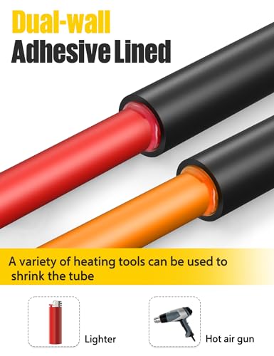 Heat Shrink Tubing 2 m 4:1 Diameter 12/16/20/32/40 mm | Heat Shrink Tubes with Adhesive, Heat Shrink Tubing Black (Diameter 32 mm 2
