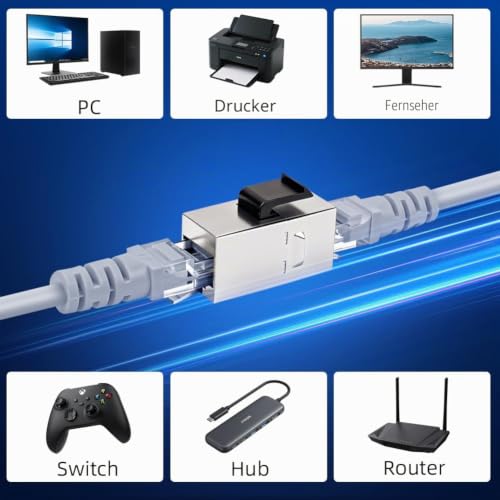 OFFCUP 5X CAT7 Keystone Module RJ45 10Gbps Toolless Snap-in | Network Module for CAT6 CAT6a CAT5e CAT5 Ethernet Connector Patch Panel Network Socket 5 Items