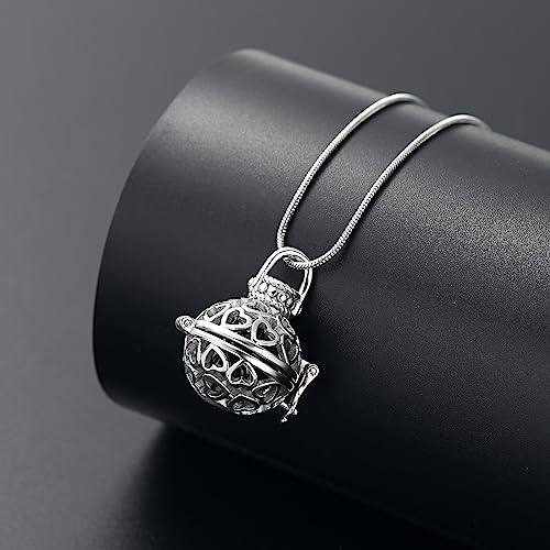 Lantern Urn Necklace for Ashes Lantern Hollow Flower Cremation Jewelry Stainless Heart Memorial Keepsakes Ash Pendant for Men Women Blue