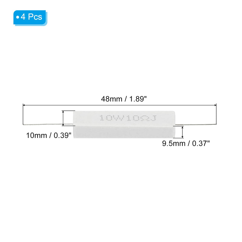 PATIKIL 4 x 10 Ohm Resistors 10 W Ceramic Cement Resistance Power Cement Resistance Kit Tolerance 5% for Power Adapter Audio Computer TV Circuit Boards 10 ohms 4.0
