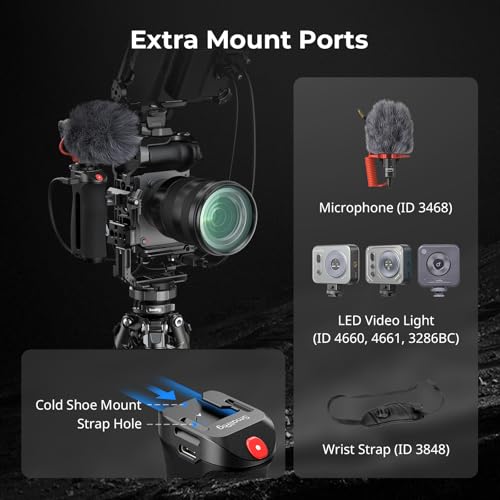 SMALLRIG Side Handle for Arca-Swiss with Recording Trigger, 3 Control Cable, Fit for Sony A7 III/ FX3/ A6600, for Canon R5II/ R5C, for FUJIFILM X-H2S/ X-T5, for Panasonic S5 II/ GH5-5694