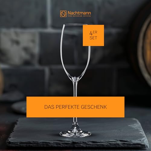 Set of Spiegelau Nachtmann Vivenci champagne flute glasses for sparkling wine, with elegant, clear glass design.