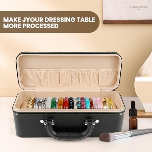 15-Slot Jewelry Organizer Box for Bracelets, PU Leather Bangle Display Case with Velvet Lining - Portable Storage for Retail, Travel, Gift (Wedding/Mothers Day/Valentines)