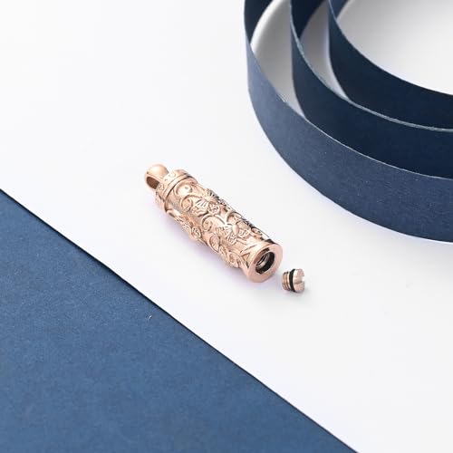 Butterfly Cylinder Urn Necklace Cremation Ashes Jewelry for Women Men Rose gold