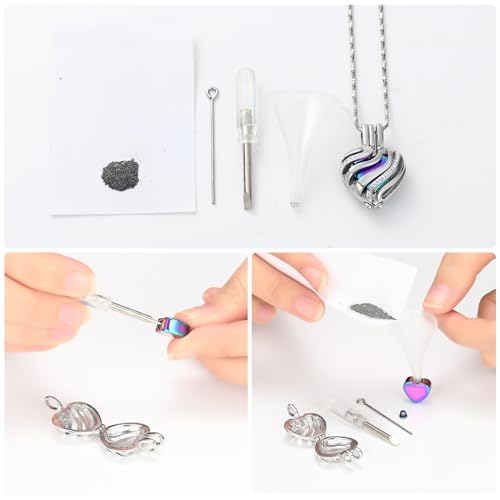 Yinplsmemory Cremation Jewelry Heart Urn Necklace for Ashes for Women Men Rainbow