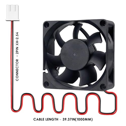 WINSINN DC 70mm Fan 12V 7025 Dual Ball Bearing Brushless Cooling 70x25mm 2PIN (Pack of 2Pcs)