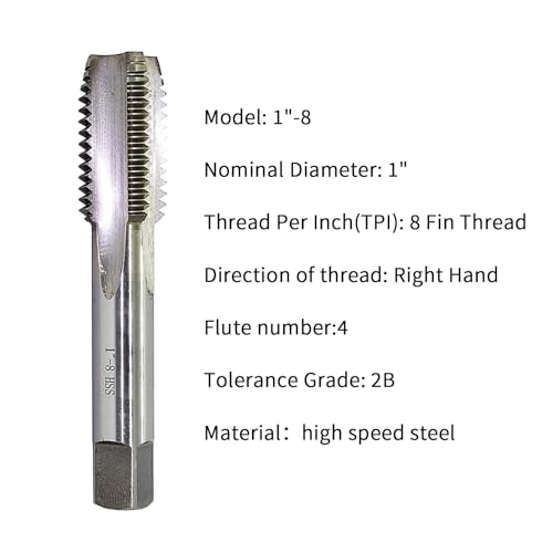 1"-8 Tap, Right Hand, Straight Flute,4 Flute, UNC 1"-8 Right Hand Tap