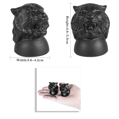 SUNYIK Natural Black Obsidian Roaring Tiger Head Statue