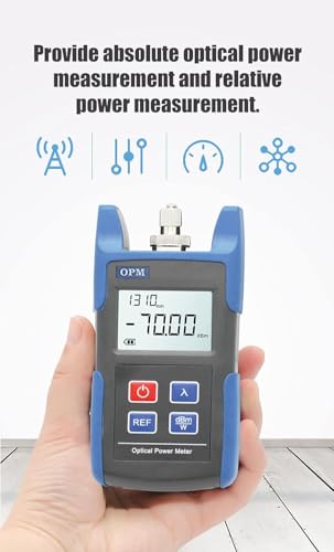 Veimeitk VMT-TL510 portable fiber optic power meter with SC/FC adapters and optical tester display