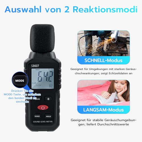 Mcbazel Dezibel Digital Sound Level Meter 30-130 dB with LCD Display, Volume Meter for Home, Office & Workshop