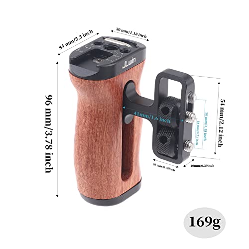 FocusFoto Wooden Side Handle Grip Left/Right Handgrip with 1/4"-20 & 3/8"-16 & Cold Shoe Mount Universal for DSLR Mirrorless Camera Cage Rig Video LED Light (Standard Version) Standard Version