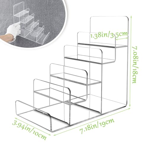 Acrylic Wallet Display Stand Holder 5-Tier Clear Riser Display Shelf Handbag Display Stand Holder Purse Stand Jewelry Display For Phone,Greeting Cards,Business Cards Size 5Tier