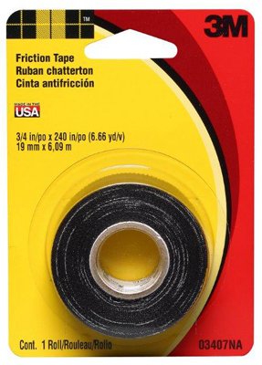 3M 0.708 in. W x 240 in. L Black Cotton Cloth Friction Tape