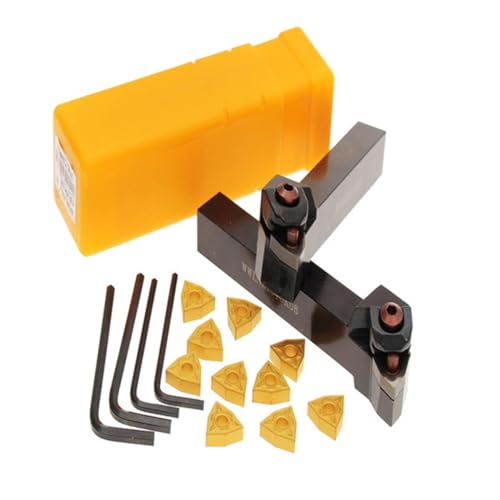 Maizoon External Lathe Tool Holder CNC Lathe Accessories WWLNR1616H08+WWLNL1616H08+10pcs 12MM Carbide Inserts+4pcs Wrench Lathe Grooving Turning Boring Bar DZ16