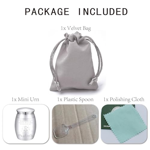 CREATCABIN Mini Elephant Urn Silver Metal Urn Alloy Decorative I Miss You Every Day Pets Human Keepsake Memorial Cremation Small Ashes Holder Container for Funeral Burial Male Female 1.6 x 1.2 Inch