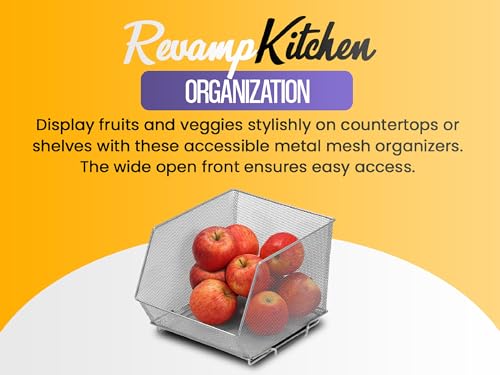 YBM HOME Kitchen Pantry Organizer Wire Basket for Shelves, Cabinets, Pantry, Countertop, Mesh Open Storage Bin Metal Basket for Organizing Food Supplies 14 x 10 x 9, Silver
