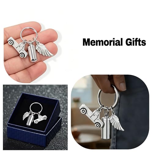 Gredstar Cremation Urn Keychain for Ashes, Cylinder Memorial Keepsake Silver