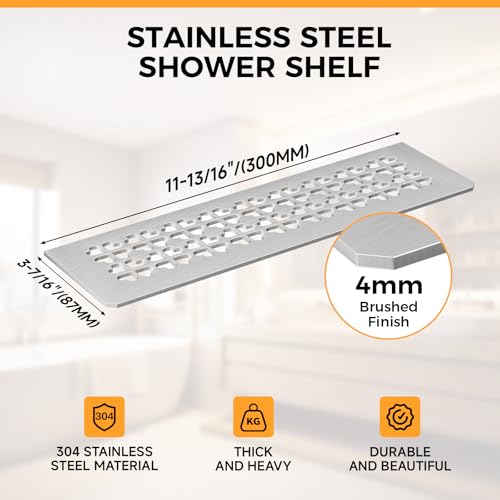 Powhorse shower caddy shelf designed for Schluter Kerdi Board, fits niche or shelf installation in shower spaces.