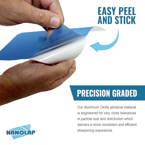NANOLAP PSA lapping film sanding paper, 7-piece aluminum oxide polishing sheets for Scary Sharp sharpening system