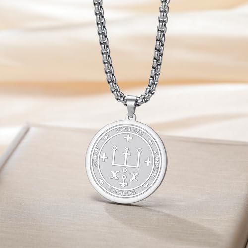 TEAMER Saint Raphael Necklace Archangel of Healing & Protection St. Raphael Pendant Necklace Amulet Religious Jewelry For Men Silver