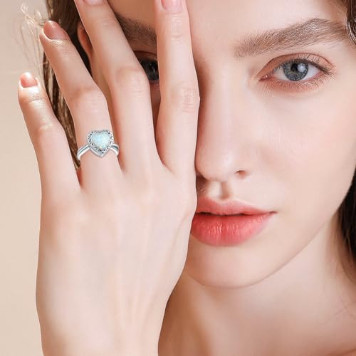 Heart Cremation Ring for Ashes 925 Sterling Silver Opal Urn Keepsake Rings Always in My Heart Memorial Jewelry for Women 5