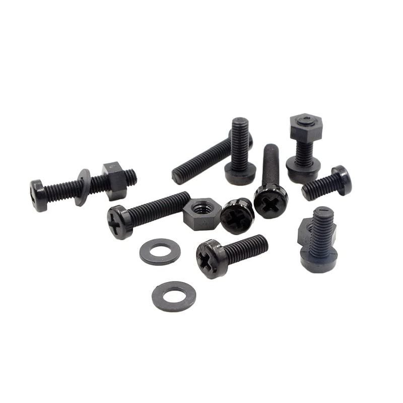 [Australia - AusPower] - Metric M5 Nylon Phillips Pan Head Screws Nuts Flat Washers Assortment Kit (Black-M5) Black-M5 
